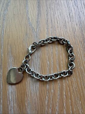 Silver Heart Charm Chain Bracelet